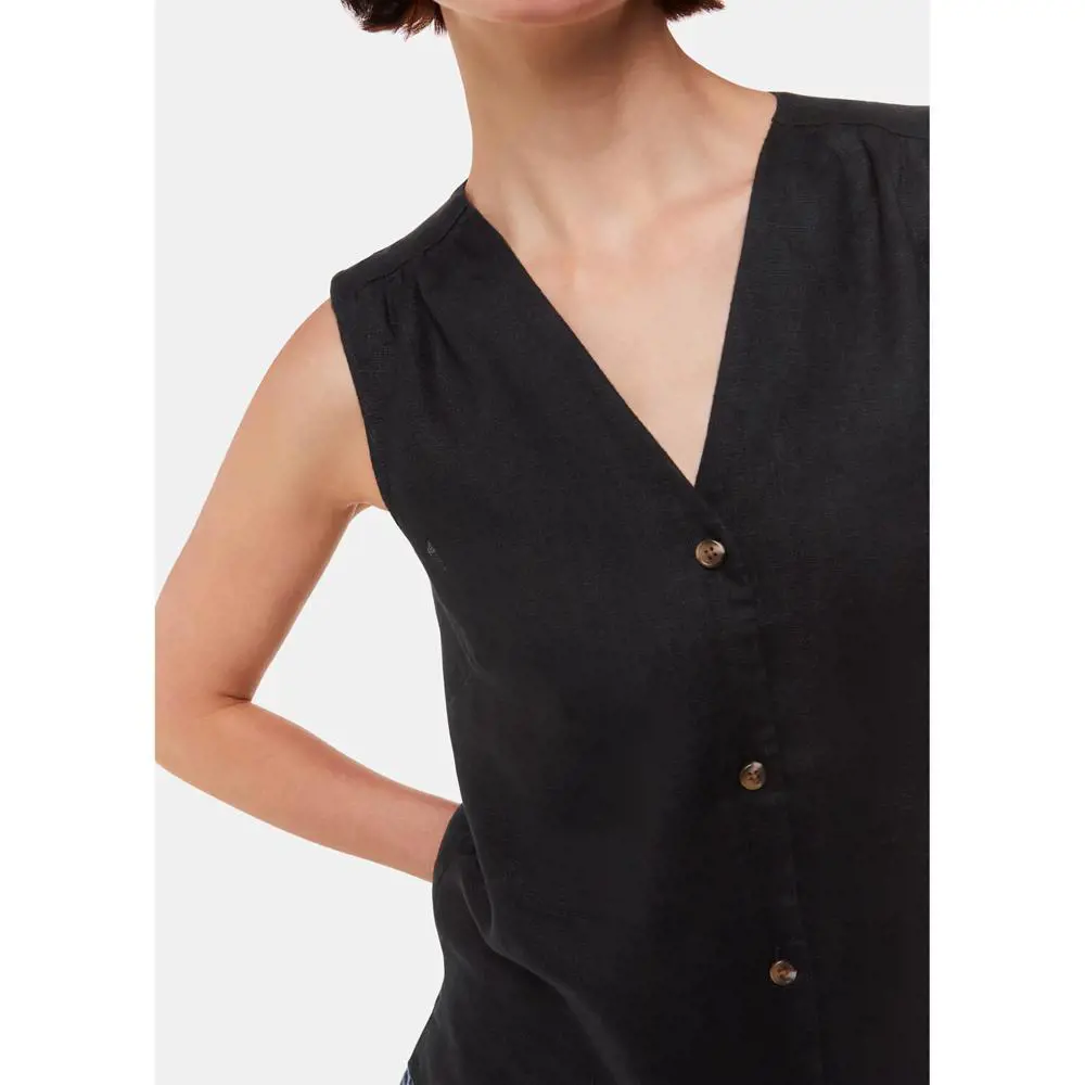 Whistles Black Laura Linen Tank